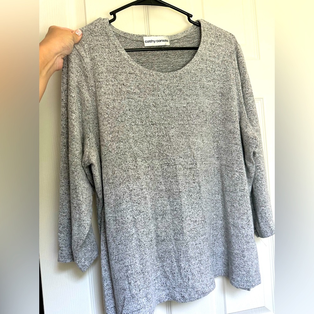 Cathy Daniels Heather Gray Knit Top